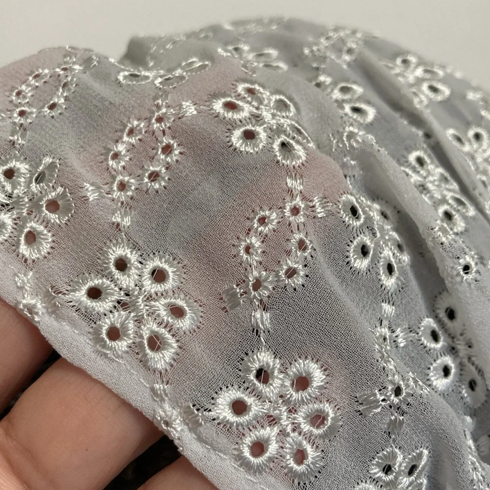 Headband Bandana White Eyelet Design Elastic Band One Size Fits Most